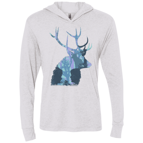 T-Shirts Heather White / X-Small Deer Cannibal Triblend Long Sleeve Hoodie Tee