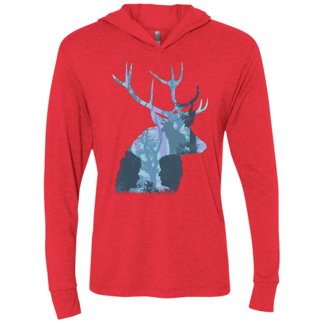 T-Shirts Vintage Red / X-Small Deer Cannibal Triblend Long Sleeve Hoodie Tee