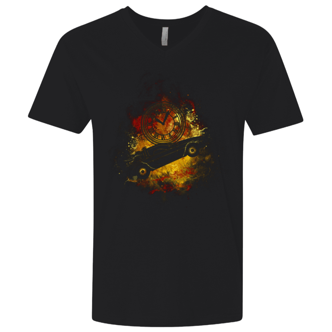T-Shirts Black / X-Small DELOREAN ART Men's Premium V-Neck