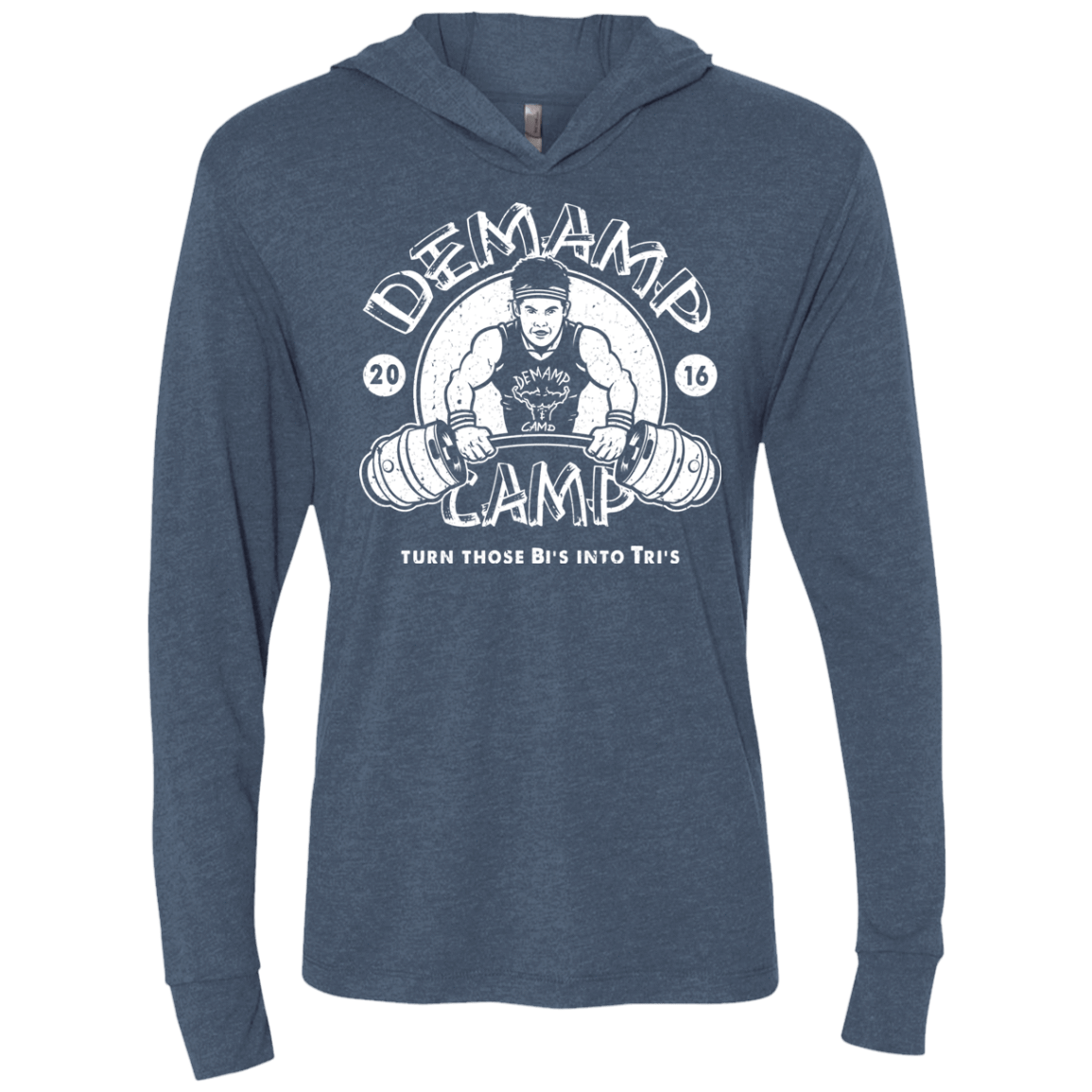 T-Shirts Indigo / X-Small Demamp Camp Triblend Long Sleeve Hoodie Tee