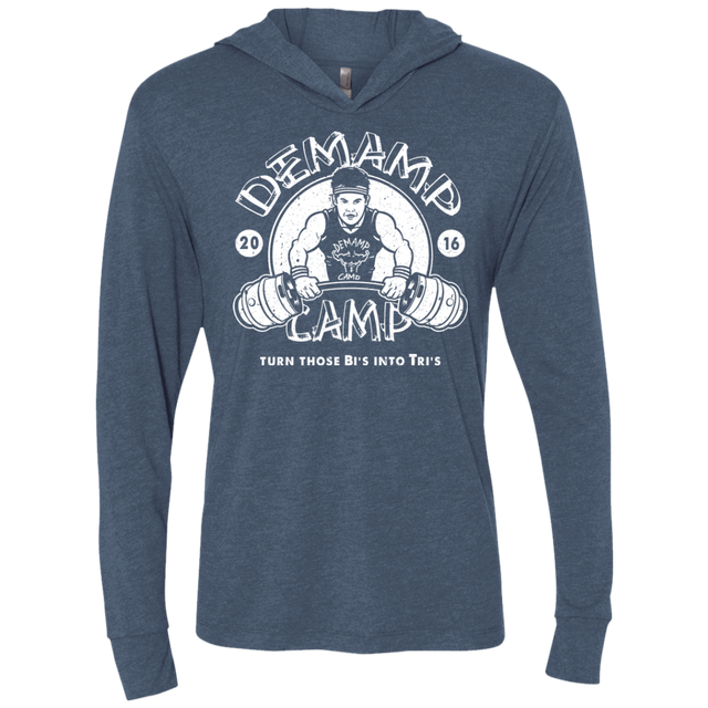 T-Shirts Indigo / X-Small Demamp Camp Triblend Long Sleeve Hoodie Tee