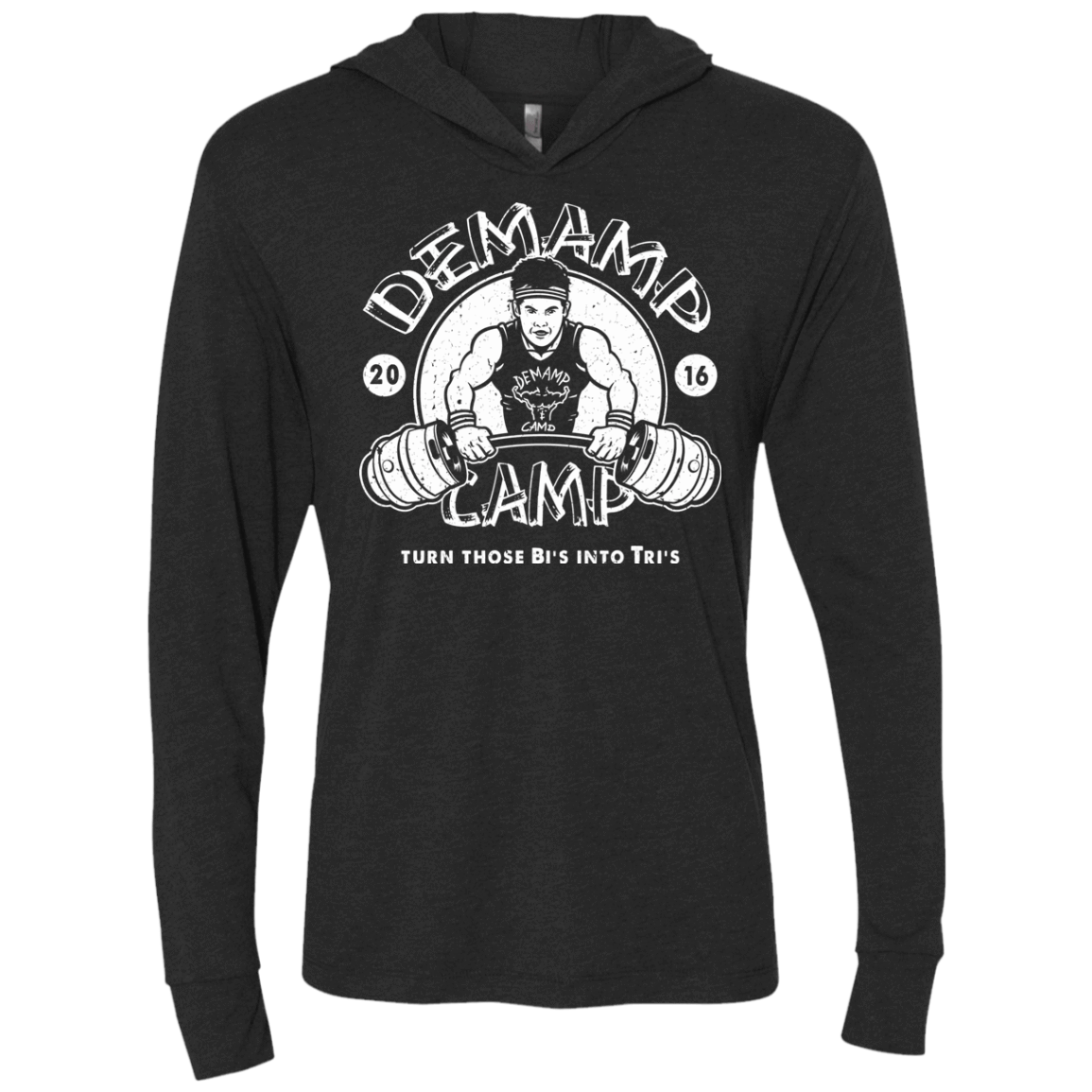 T-Shirts Vintage Black / X-Small Demamp Camp Triblend Long Sleeve Hoodie Tee