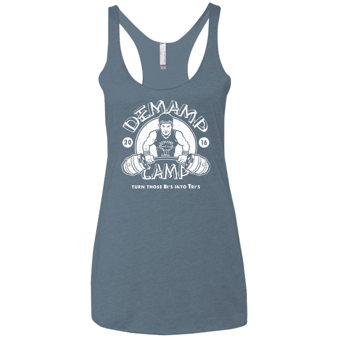 T-Shirts Indigo / X-Small Demamp Camp Women's Triblend Racerback Tank