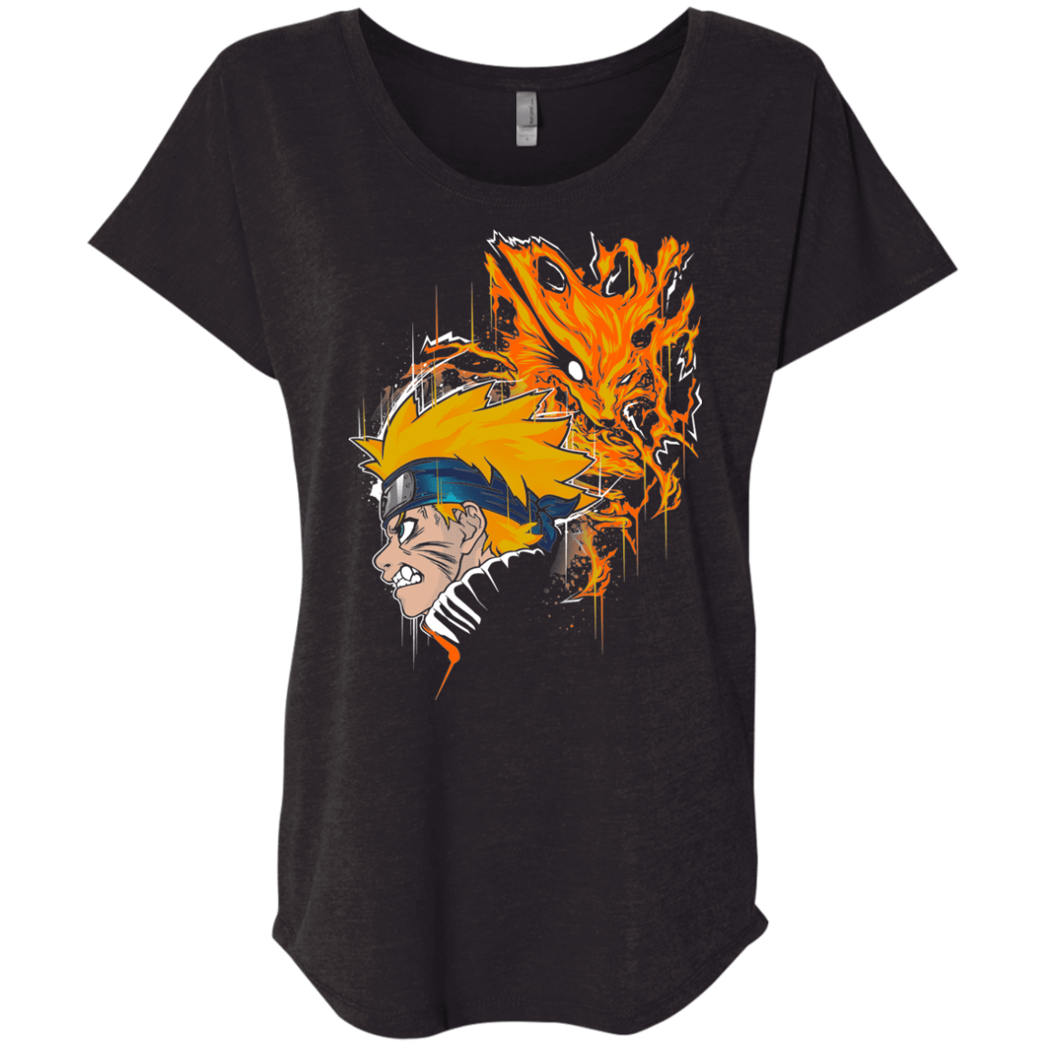 T-Shirts Vintage Black / X-Small Demon Fox Triblend Dolman Sleeve