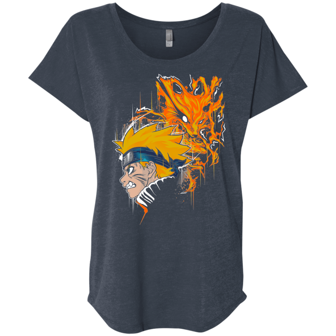 T-Shirts Vintage Navy / X-Small Demon Fox Triblend Dolman Sleeve