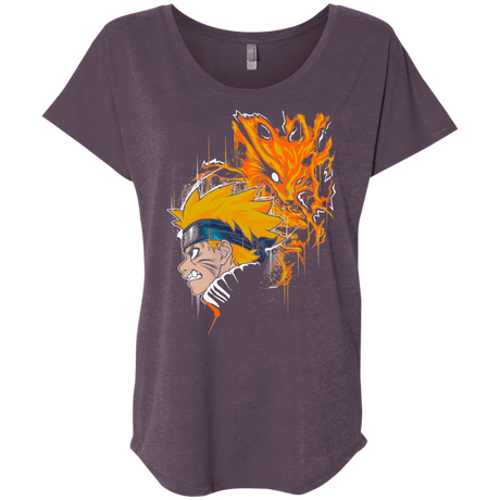 T-Shirts Vintage Purple / X-Small Demon Fox Triblend Dolman Sleeve