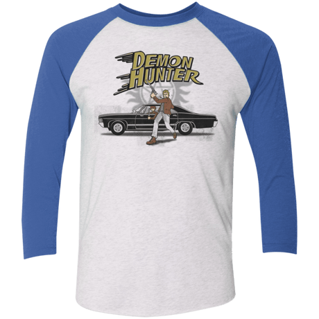 T-Shirts Heather White/Vintage Royal / X-Small Demon Hunter Men's Triblend 3/4 Sleeve
