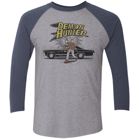 T-Shirts Premium Heather/ Vintage Navy / X-Small Demon Hunter Men's Triblend 3/4 Sleeve