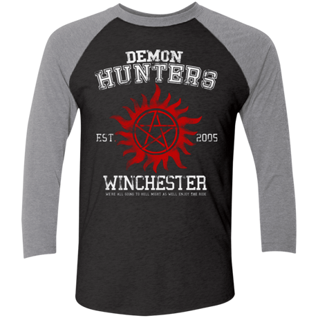 T-Shirts Vintage Black/Premium Heather / X-Small Demon Hunters Men's Triblend 3/4 Sleeve