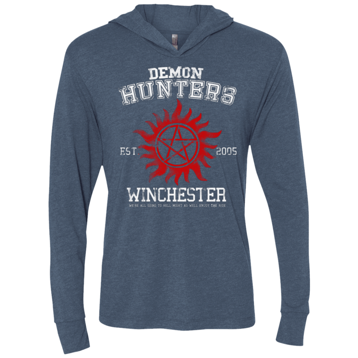 T-Shirts Indigo / X-Small Demon Hunters Triblend Long Sleeve Hoodie Tee