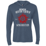 T-Shirts Indigo / X-Small Demon Hunters Triblend Long Sleeve Hoodie Tee