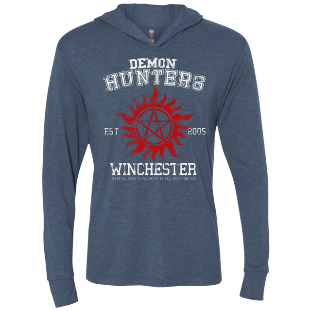 T-Shirts Indigo / X-Small Demon Hunters Triblend Long Sleeve Hoodie Tee