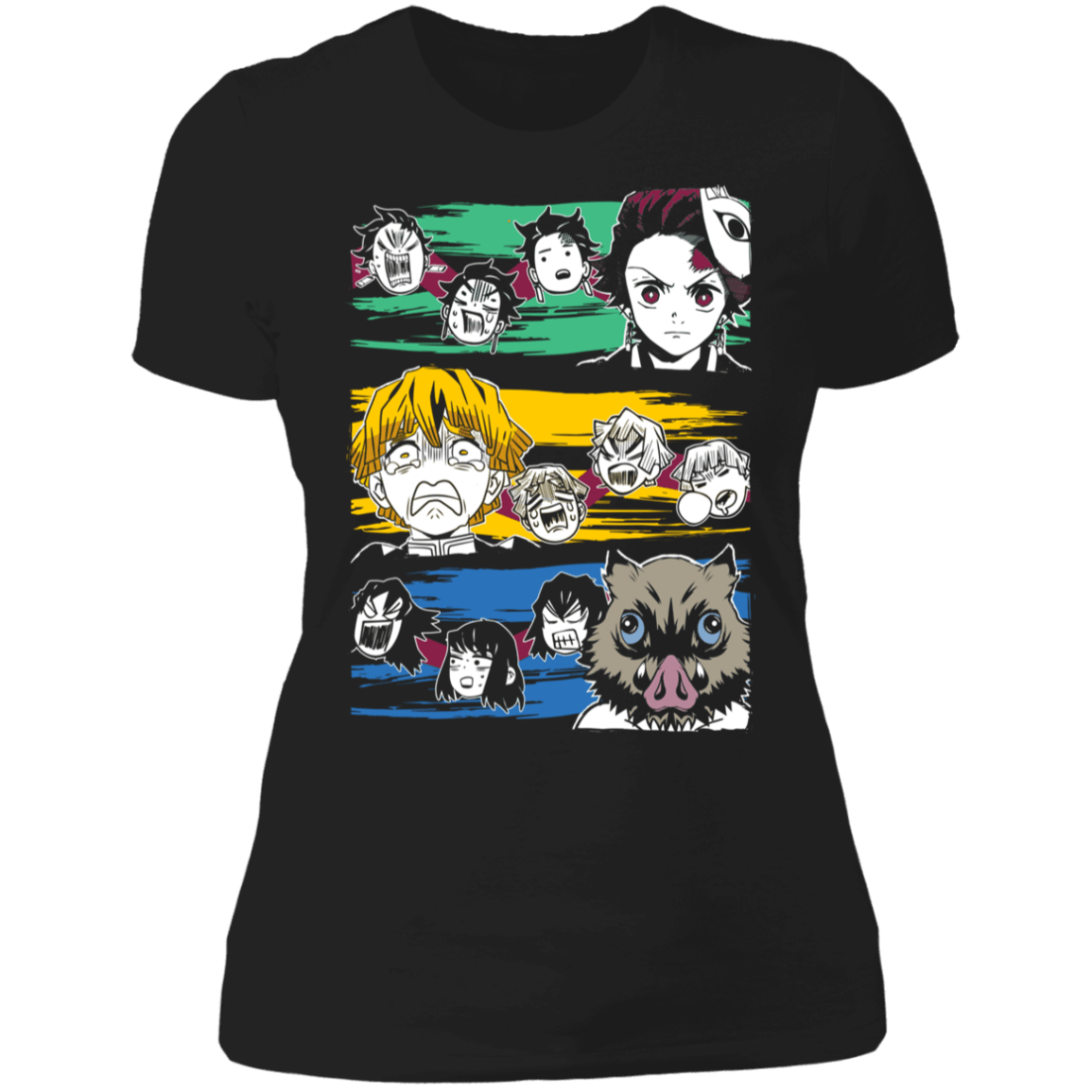 T-Shirts Black / X-Small Demon Slayer Trio Women's Premium T-Shirt