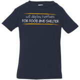 T-Shirts Navy / 6 Months Deploying Hotfixes For Food And Shelter Infant Premium T-Shirt
