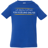 T-Shirts Royal / 6 Months Deploying Hotfixes For Food And Shelter Infant Premium T-Shirt