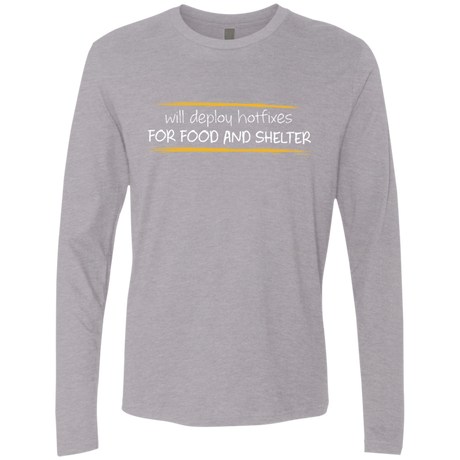 T-Shirts Heather Grey / Small Deploying Hotfixes For Food And Shelter Men's Premium Long Sleeve