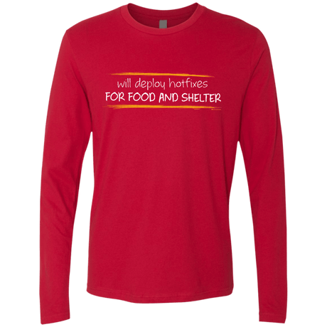 T-Shirts Red / Small Deploying Hotfixes For Food And Shelter Men's Premium Long Sleeve