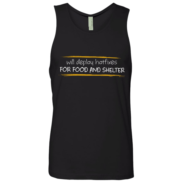 T-Shirts Black / Small Deploying Hotfixes For Food And Shelter Men's Premium Tank Top