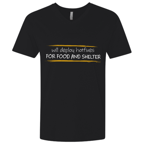 T-Shirts Black / X-Small Deploying Hotfixes For Food And Shelter Men's Premium V-Neck