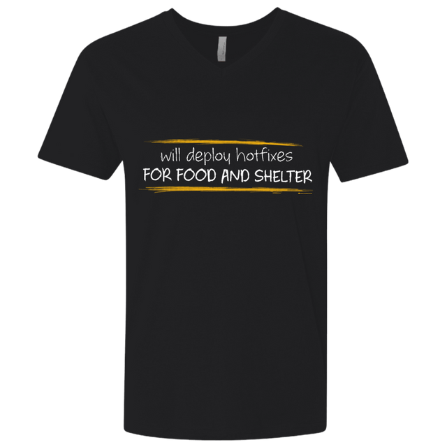 T-Shirts Black / X-Small Deploying Hotfixes For Food And Shelter Men's Premium V-Neck