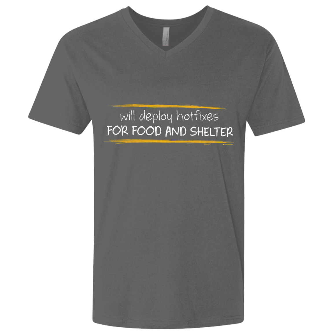 T-Shirts Heavy Metal / X-Small Deploying Hotfixes For Food And Shelter Men's Premium V-Neck