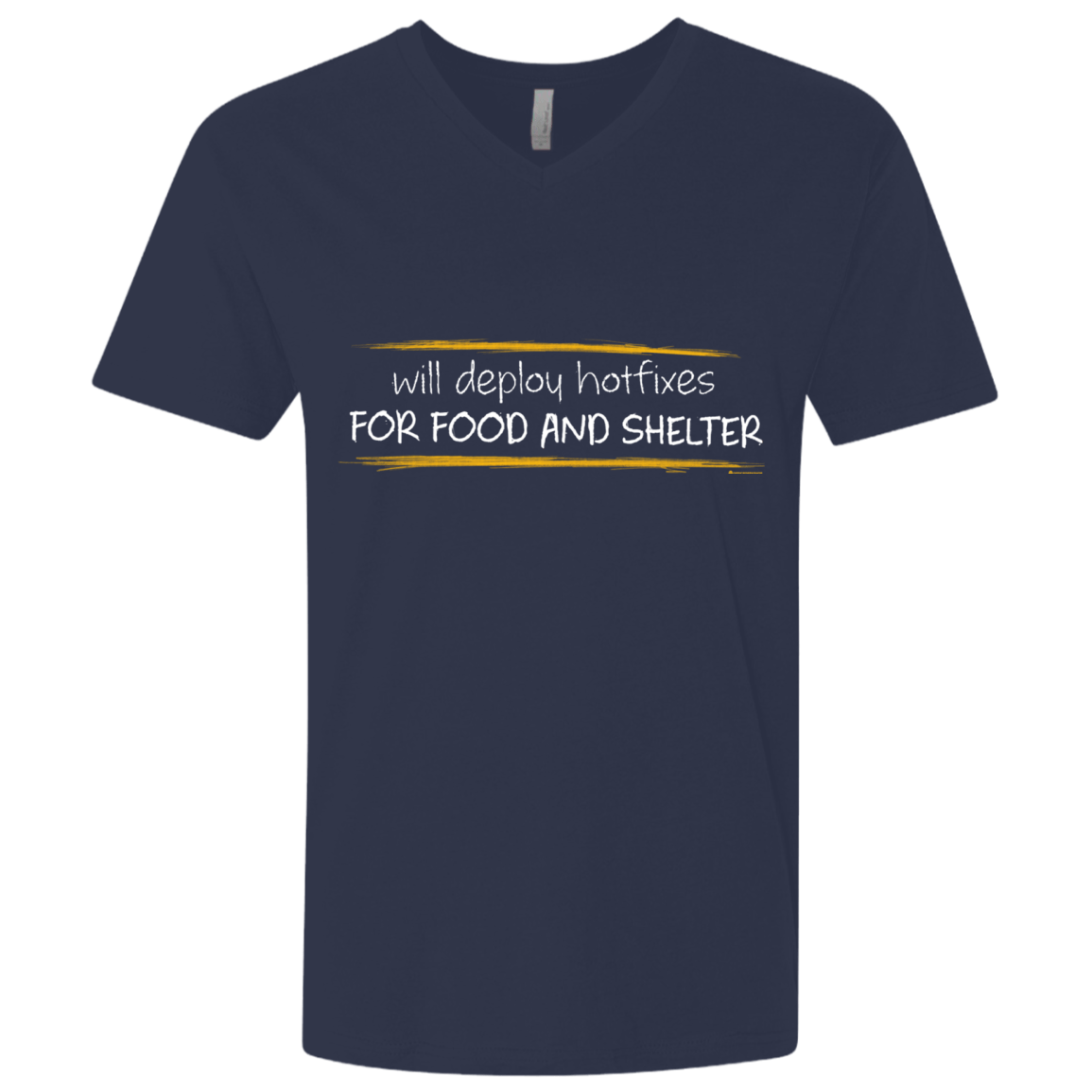 T-Shirts Midnight Navy / X-Small Deploying Hotfixes For Food And Shelter Men's Premium V-Neck