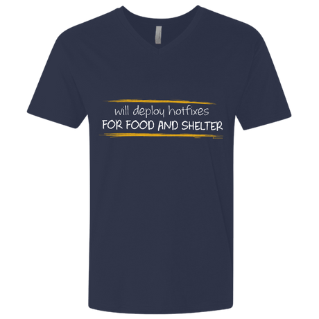 T-Shirts Midnight Navy / X-Small Deploying Hotfixes For Food And Shelter Men's Premium V-Neck