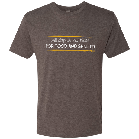 T-Shirts Macchiato / Small Deploying Hotfixes For Food And Shelter Men's Triblend T-Shirt