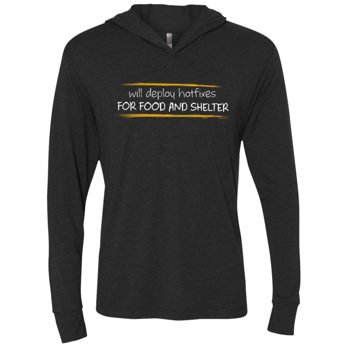 T-Shirts Vintage Black / X-Small Deploying Hotfixes For Food And Shelter Triblend Long Sleeve Hoodie Tee