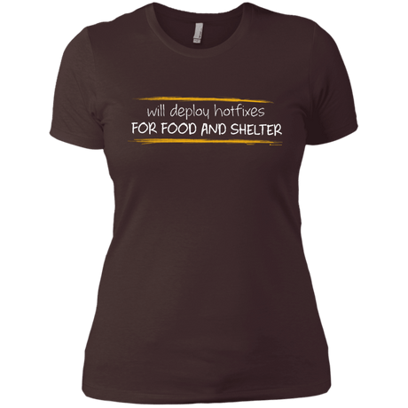 T-Shirts Dark Chocolate / X-Small Deploying Hotfixes For Food And Shelter Women's Premium T-Shirt