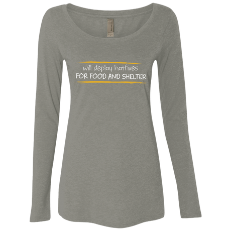 T-Shirts Venetian Grey / Small Deploying Hotfixes For Food And Shelter Women's Triblend Long Sleeve Shirt
