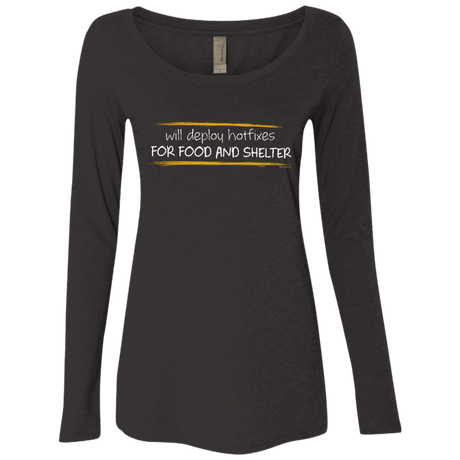 T-Shirts Vintage Black / Small Deploying Hotfixes For Food And Shelter Women's Triblend Long Sleeve Shirt