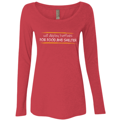 T-Shirts Vintage Red / Small Deploying Hotfixes For Food And Shelter Women's Triblend Long Sleeve Shirt