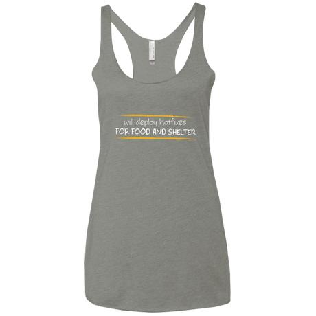 T-Shirts Venetian Grey / X-Small Deploying Hotfixes For Food And Shelter Women's Triblend Racerback Tank
