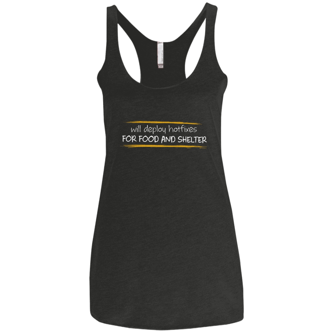 T-Shirts Vintage Black / X-Small Deploying Hotfixes For Food And Shelter Women's Triblend Racerback Tank
