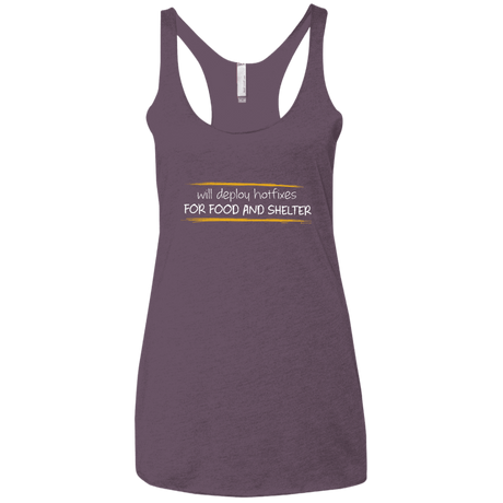 T-Shirts Vintage Purple / X-Small Deploying Hotfixes For Food And Shelter Women's Triblend Racerback Tank