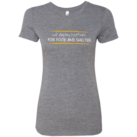 T-Shirts Premium Heather / Small Deploying Hotfixes For Food And Shelter Women's Triblend T-Shirt