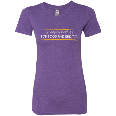 T-Shirts Purple Rush / Small Deploying Hotfixes For Food And Shelter Women's Triblend T-Shirt