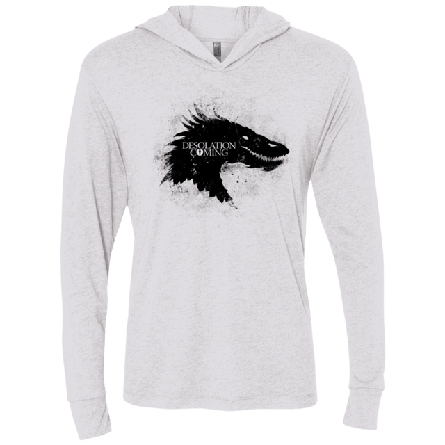 T-Shirts Heather White / X-Small Desolation is Coming Triblend Long Sleeve Hoodie Tee