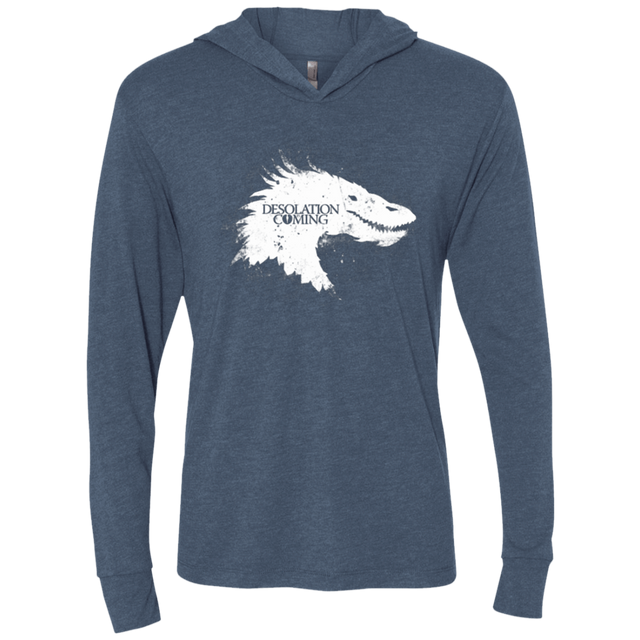 T-Shirts Indigo / X-Small Desolation is Coming white Triblend Long Sleeve Hoodie Tee