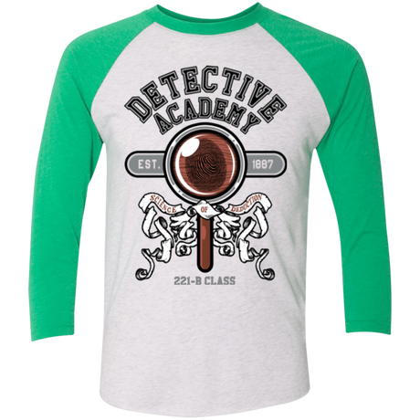 T-Shirts Heather White/Envy / X-Small Detective Academy Men's Triblend 3/4 Sleeve