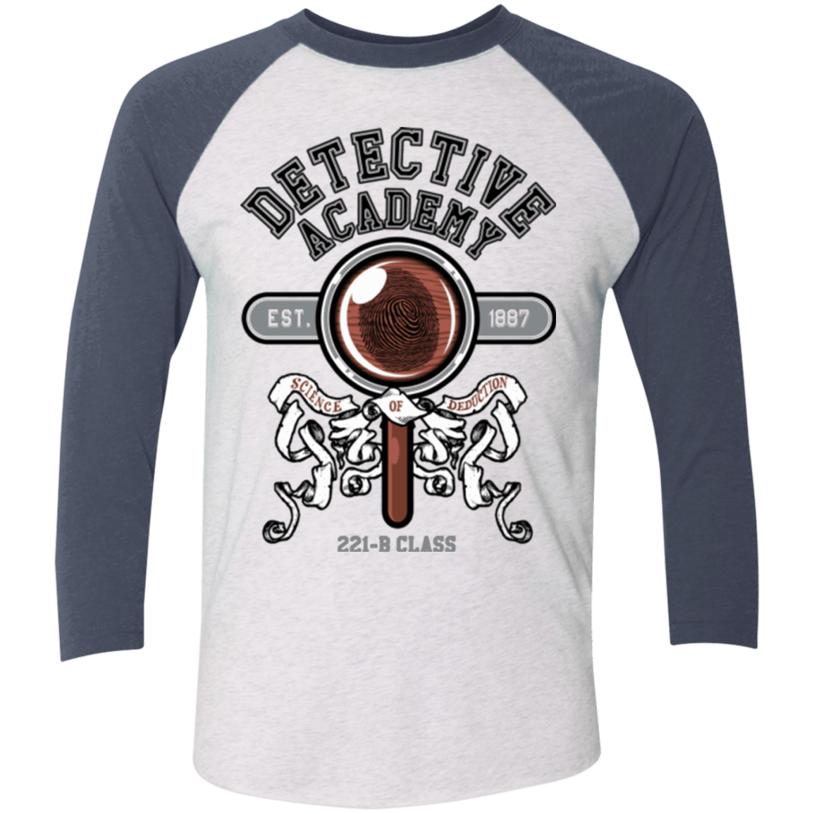 T-Shirts Heather White/Indigo / X-Small Detective Academy Men's Triblend 3/4 Sleeve