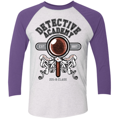 T-Shirts Heather White/Purple Rush / X-Small Detective Academy Men's Triblend 3/4 Sleeve