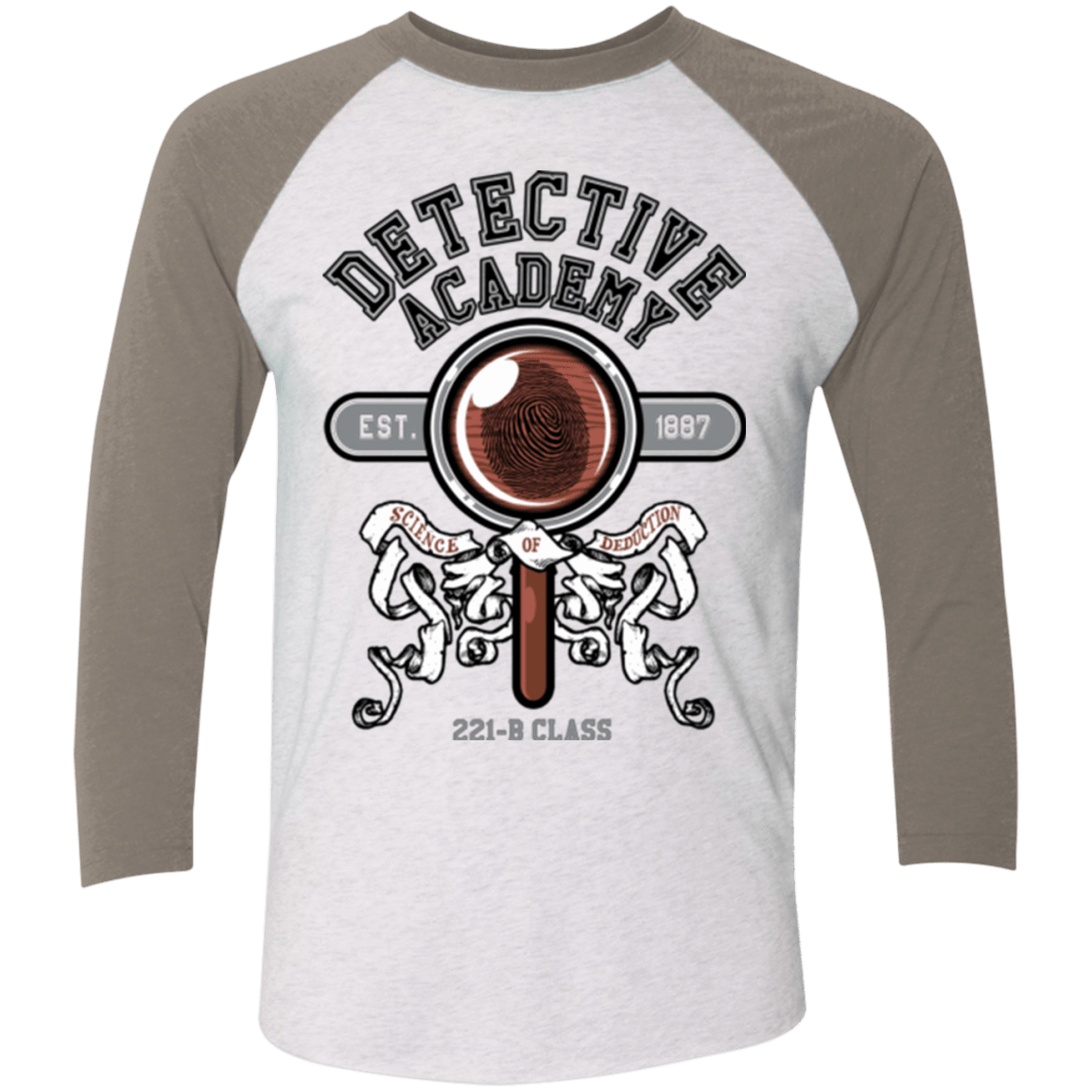 T-Shirts Heather White/Vintage Grey / X-Small Detective Academy Men's Triblend 3/4 Sleeve