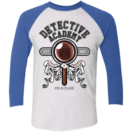 T-Shirts Heather White/Vintage Royal / X-Small Detective Academy Men's Triblend 3/4 Sleeve