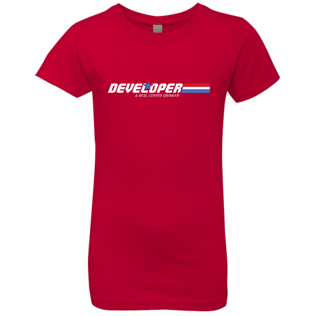 T-Shirts Red / YXS Developer - A Real Coffee Drinker Girls Premium T-Shirt