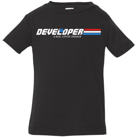 T-Shirts Black / 6 Months Developer - A Real Coffee Drinker Infant Premium T-Shirt