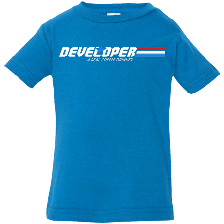 T-Shirts Cobalt / 6 Months Developer - A Real Coffee Drinker Infant Premium T-Shirt
