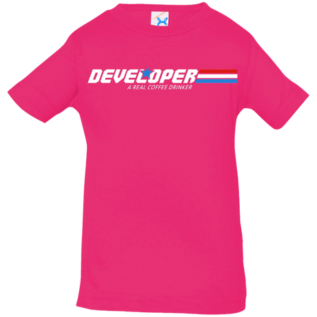 T-Shirts Hot Pink / 6 Months Developer - A Real Coffee Drinker Infant Premium T-Shirt