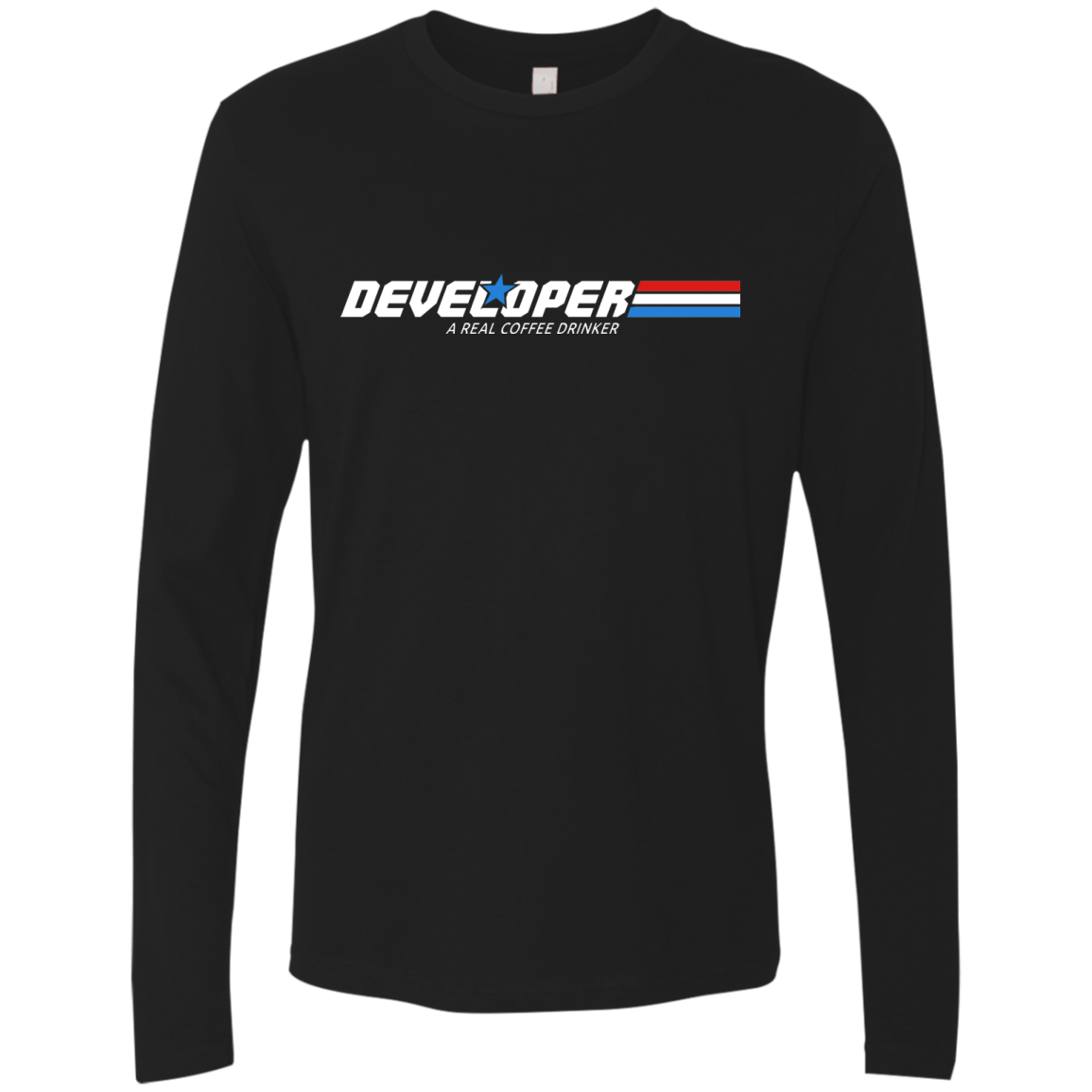 T-Shirts Black / Small Developer - A Real Coffee Drinker Men's Premium Long Sleeve